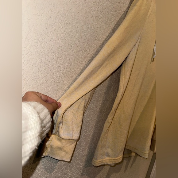 Dittos Yellow Hooded Sweatshirt Raw Edges V Neck Size Large - Picture 8 of 8